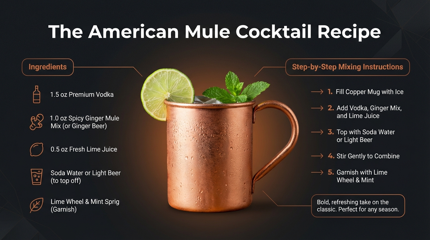 American Mule cocktail in a copper mug